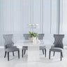 Giovanni 140cm Square White Marble Dining Set - Parish Faux Leather Chairs