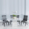 Giovanni 140cm Square White Marble Dining Set - Modica Faux Leather Chairs