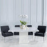 Giovanni 140cm Square White Marble Dining Set - Giovanni Fabric Chairs