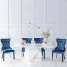 Turin White Marble Dining set - Brixen Fabric Chairs