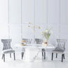 Turin White Marble Dining set - Brixen Fabric Chairs