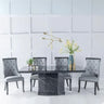 Tortona Black Marble Dining Set - Modica Faux Leather Chairs