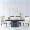 Tortona Black Marble Dining Set - Modica Faux Leather Chairs