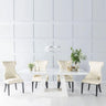 Pesaro White Marble Dining Set - Parish Faux Leather Chairs