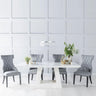 Pesaro White Marble Dining Set - Parish Faux Leather Chairs