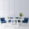 Pesaro White Marble Dining Set - Terni Fabric Chairs