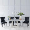 Loreto Grey Marble Dining Set - Brixen Fabric Chairs