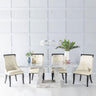 Loreto Marble Dining Set - Modica Grey Faux Leather Chairs