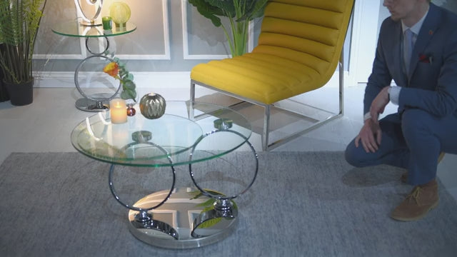 Udine Swivel Glass Top Round Coffee Table