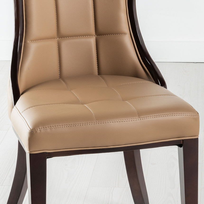 Set of 2 Sandia Leather Dining Chair with Brown Legs