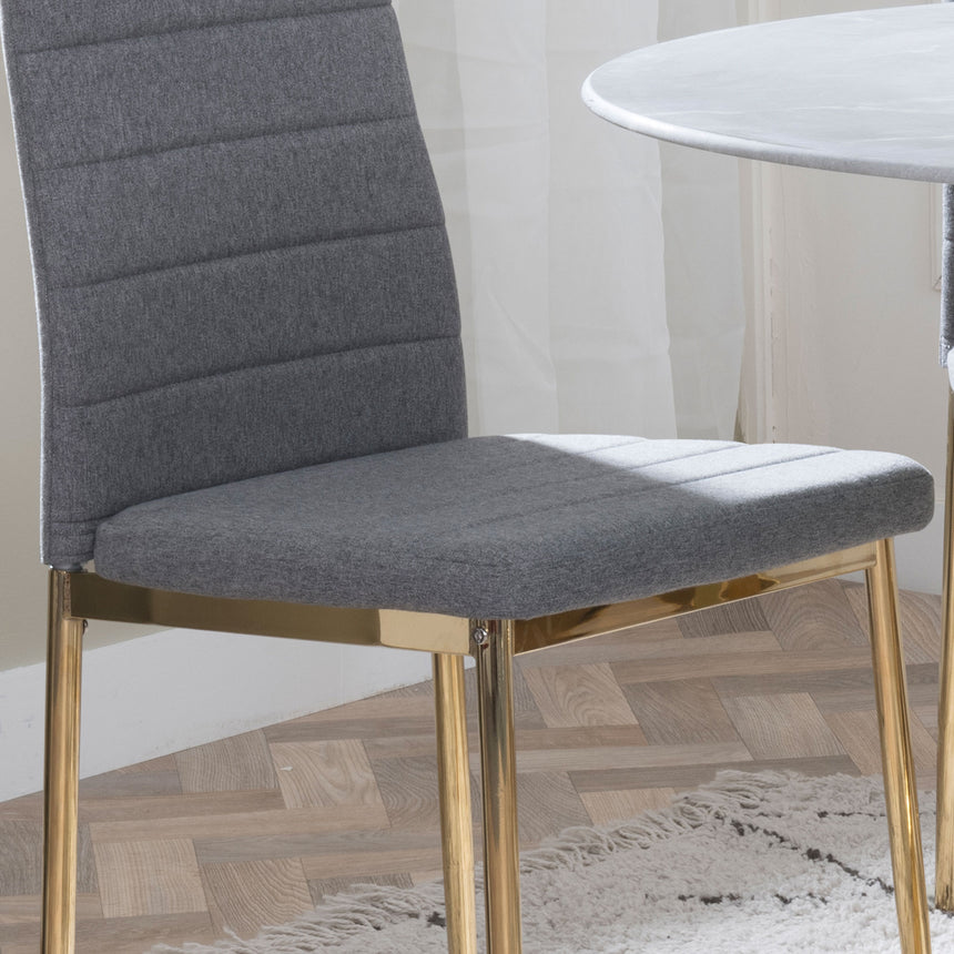 Set of 2 Rovigo Dining Chair in  Fabric with Gold Legs