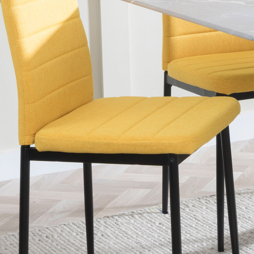 Set of 2 Rovigo Dining Chair in Fabric with Black Legs