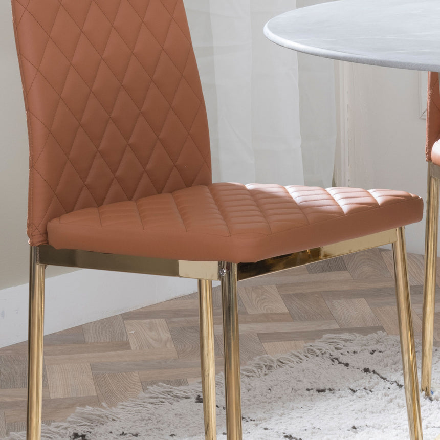 Set of 2 Novato Dining Chairs in Faux Leather and Gold Metal Legs