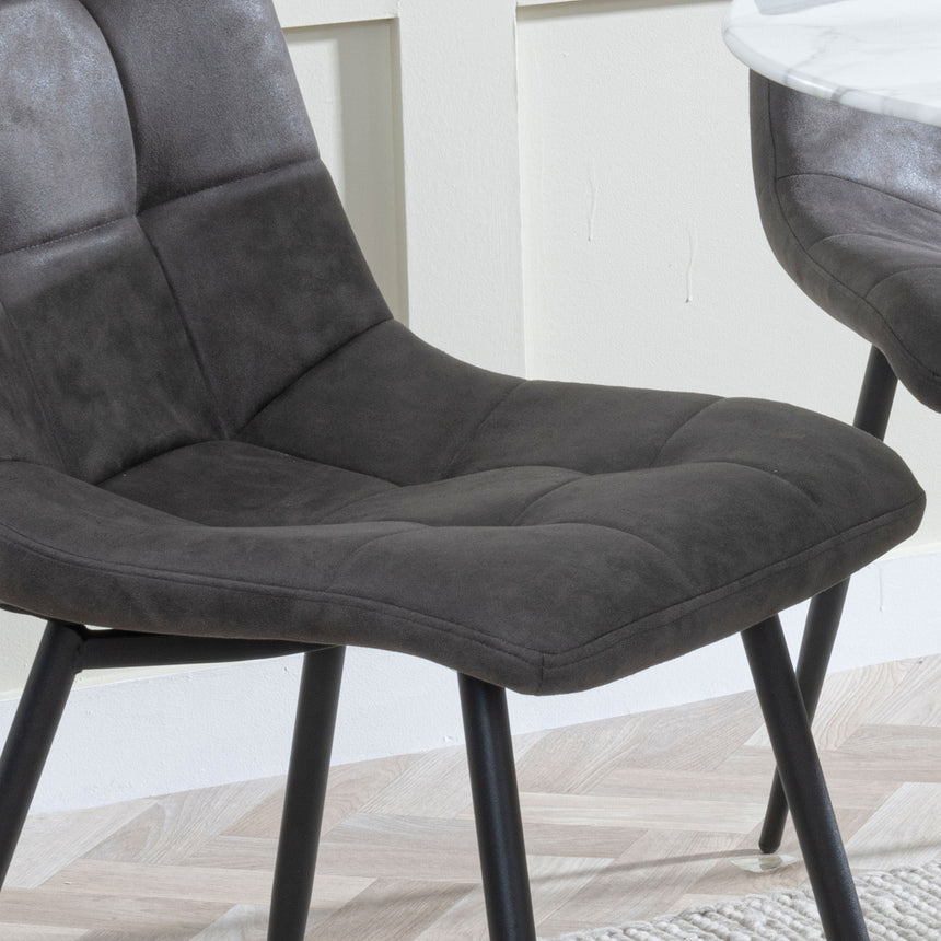 Set of 2 Bolzano Dining Chairs in Fabric and Black Metal Legs