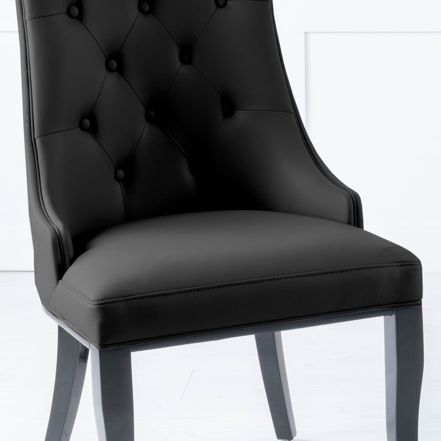 Set of 2 Modica   Leather Large High Back Dining Chair with Black Legs