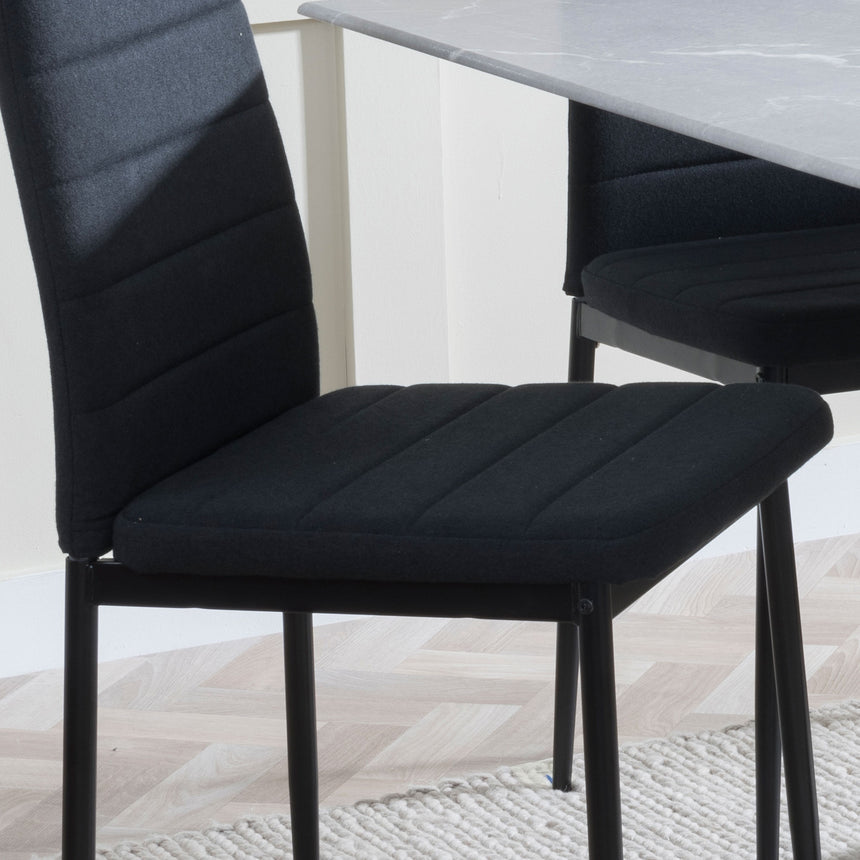 Set of 2 Rovigo Dining Chair in Fabric with Black Legs