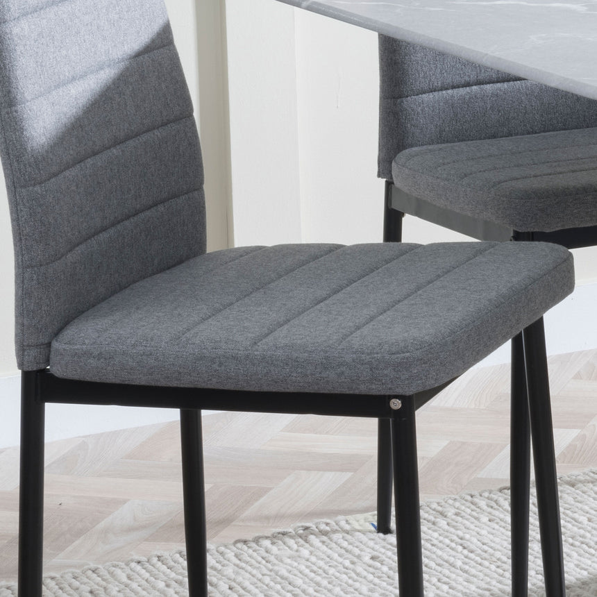 Set of 2 Rovigo Dining Chair in Fabric with Black Legs