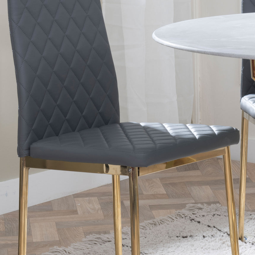 Set of 2 Novato Dining Chairs in Faux Leather and Gold Metal Legs