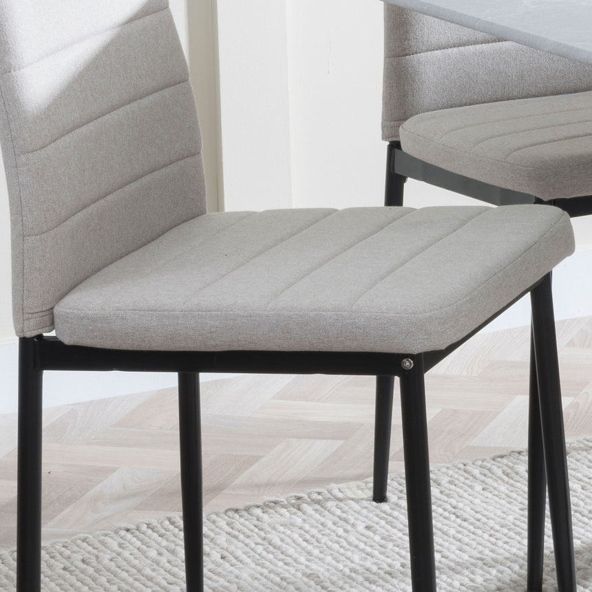 Set of 2 Rovigo Dining Chair in Fabric with Black Legs