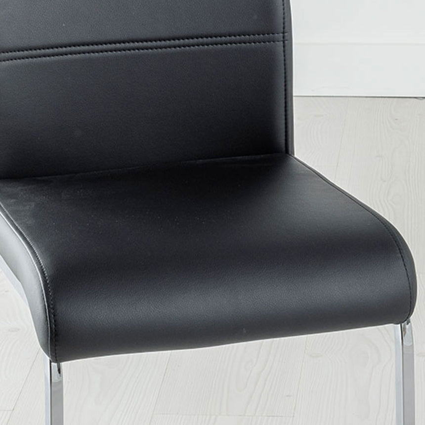 Set of 2 Vicenza Black Leather Dining Chair with Stainless Steel Cantilever Base