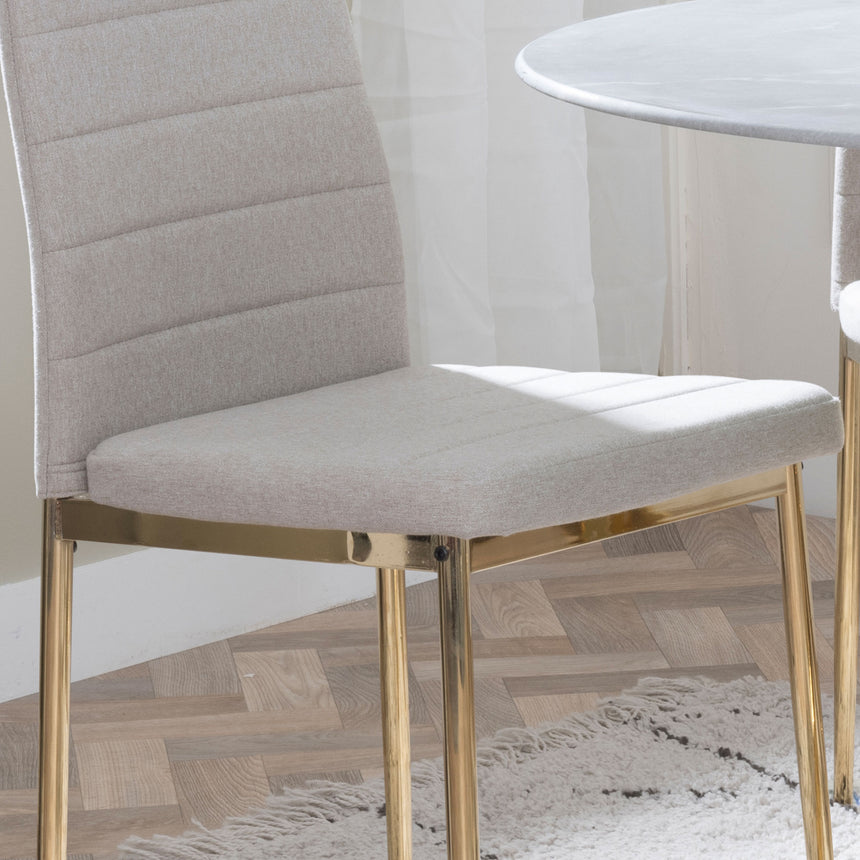 Set of 2 Rovigo Dining Chair in  Fabric with Gold Legs