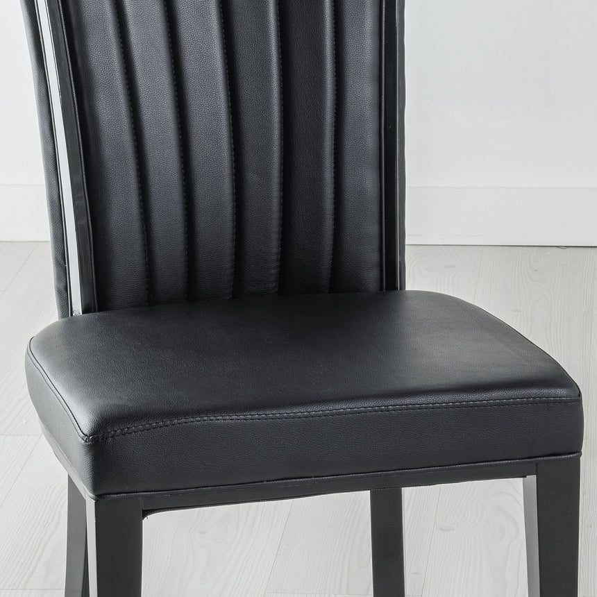 Set of 2 Milazzo Leather Dining Chair with Black Legs and High Gloss Side Trims