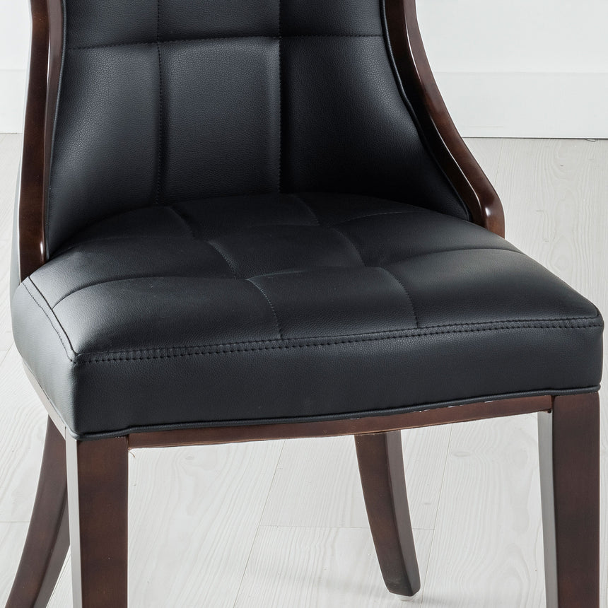 Set of 2 Sandia Leather Dining Chair with Brown Legs