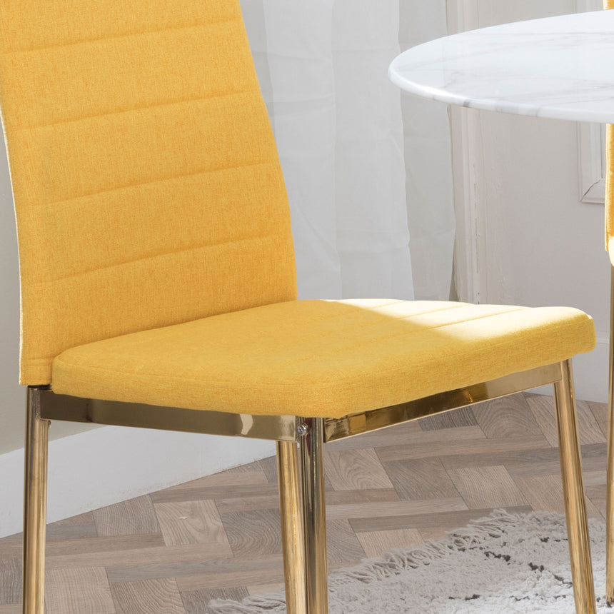 Set of 2 Rovigo Dining Chair in  Fabric with Gold Legs