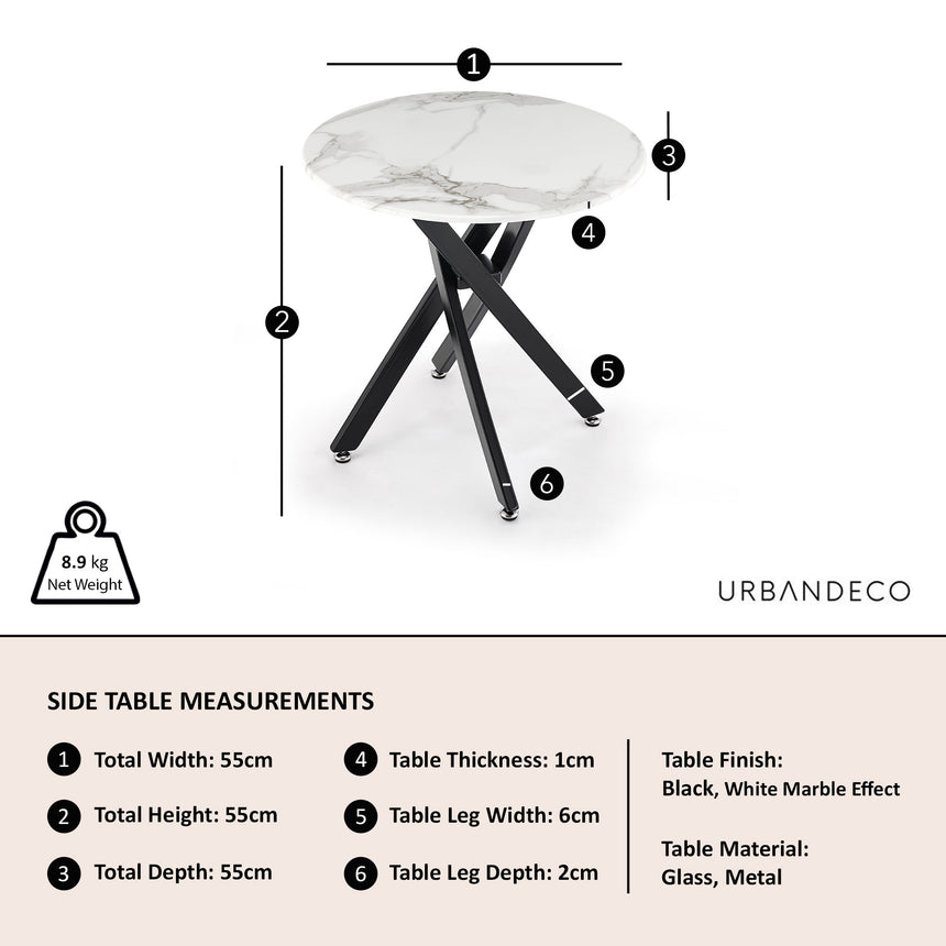 Ravenna Glass Round Side Table with Black Metal Chopstick Legs